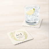 Bloemen Wedding Crest Monogram Laurel Krans Kartonnen Onderzetters (Insitu)