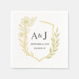  Bloemen Wedding Crest Monogram Laurel Krans Servet
