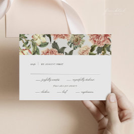 Bloemen Wedding RSVP Kaart met maaltijdopties