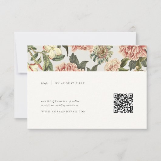 Bloemen Wedding RSVP Kaart met QR-code (Voorkant)