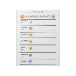 Bloemen Weekly Planner Page Notitieblok