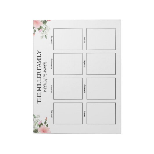 Bloemen - Weekplanner Custom Notitieblok (Linkerzijde)