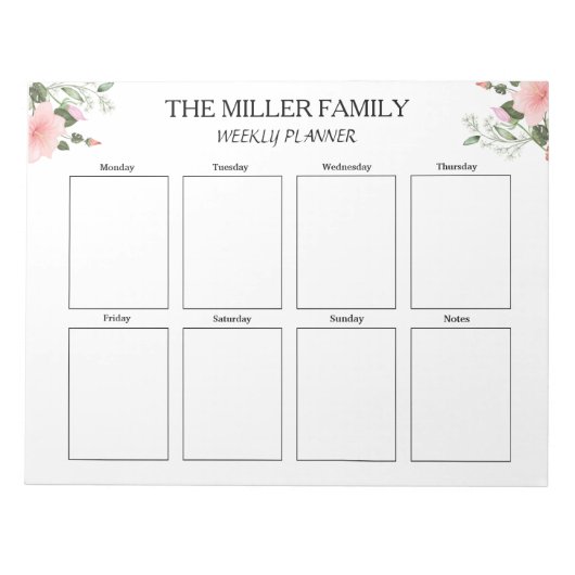 Bloemen - Weekplanner Custom Notitieblok (Voorkant)