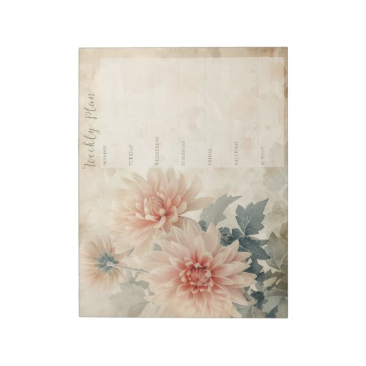  Bloemen Weekplanner Stationery Notitieblok (Linkerzijde)