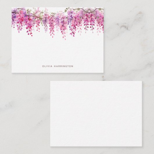 Bloemen weelderig blad Wisteria Waterverf Mini Notitiekaartje (Voorkant / Achterkant)