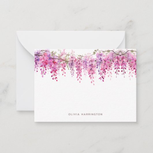 Bloemen weelderig blad Wisteria Waterverf Mini Notitiekaartje (Voorkant)