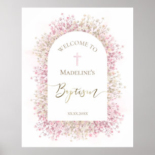 Bloemen welkom bij de doop poster