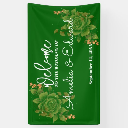 Bloemen Welkom Bruiloft Spandoek (Verticaal)