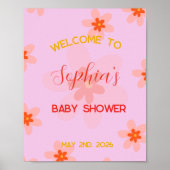 Bloemen welkom teken voor Baby shower Poster (Voorkant)
