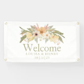 Bloemen Welkom Trouwbanner Spandoek (Horizontaal)