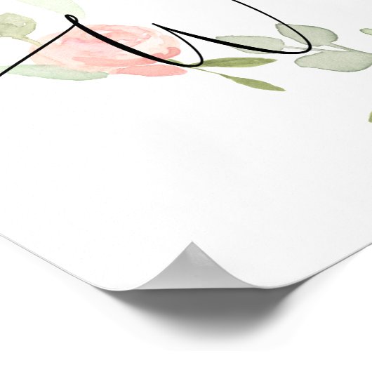 Bloemen welkomstbord - huwelijksfeest Peach Coral Poster (Hoek)