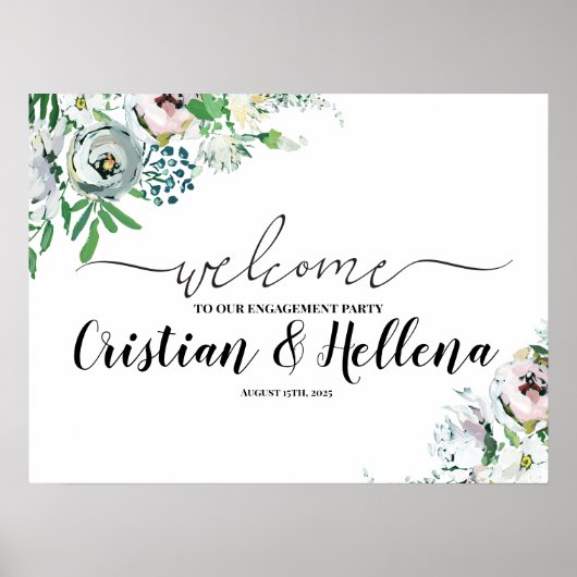 Bloemen welkomstbord poster (Voorkant)