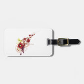 Bloemen wervelen met rode bloemen en kolibrie bagagelabel (Voorkant horizontaal)