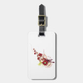 Bloemen wervelen met rode bloemen en kolibrie bagagelabel (Voorkant verticaal)