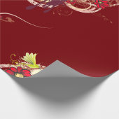 Bloemen wervelen met rode bloemen en kolibrie cadeaupapier