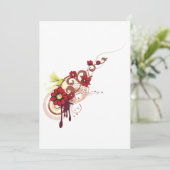 Bloemen wervelen met rode bloemen en kolibrie kaart (Staand voorkant)