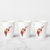 Bloemen wervelen met rode bloemen en kolibrie papieren bekers