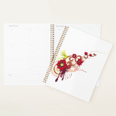 Bloemen wervelen met rode bloemen en kolibrie planner