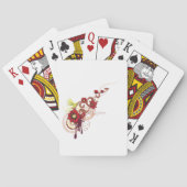 Bloemen wervelen met rode bloemen en kolibrie pokerkaarten (Achterkant)