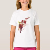Bloemen wervelen met rode bloemen en kolibrie t-shirt (Voorkant)