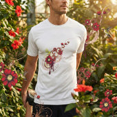 Bloemen wervelen met rode bloemen en kolibrie t-shirt