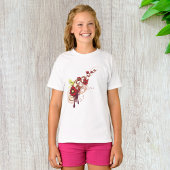 Bloemen wervelen met rode bloemen en kolibrie t-shirt