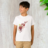 Bloemen wervelen met rode bloemen en kolibrie t-shirt