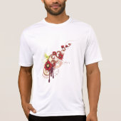 Bloemen wervelen met rode bloemen en kolibrie t-shirt (Voorkant)