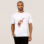 Bloemen wervelen met rode bloemen en kolibrie t-shirt (Voorkant volledig)