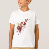 Bloemen wervelen met rode bloemen en kolibrie t-shirt (Voorkant)