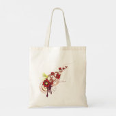 Bloemen wervelen met rode bloemen en kolibrie tote bag (Achterkant)