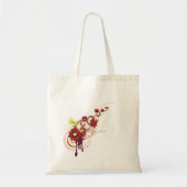 Bloemen wervelen met rode bloemen en kolibrie tote bag (Voorkant)