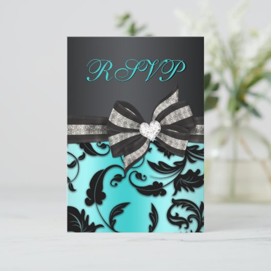 Bloemen Werveling RSVP met Boog Jeweled (Staand voorkant)