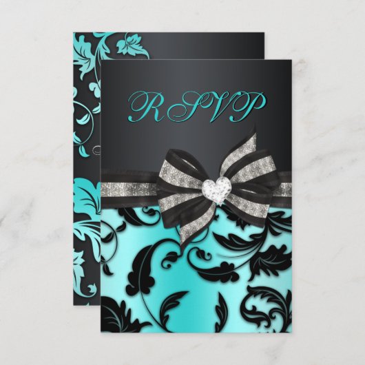 Bloemen Werveling RSVP met Boog Jeweled (Voorkant / Achterkant)