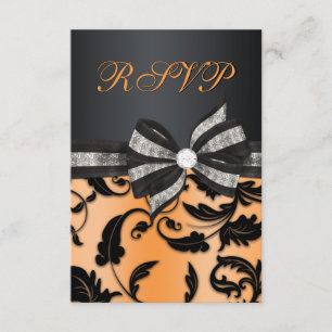Bloemen Werveling RSVP met Boog Jeweled Kaartje