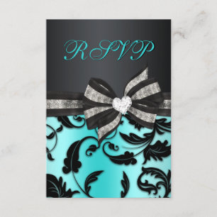 Bloemen Werveling RSVP met Boog Jeweled Kaartje