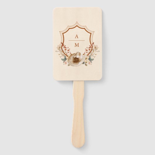 Bloemen Western Cowboys Bruiloft Handwaaier (Voorkant)