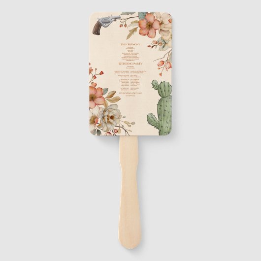 Bloemen Western Cowboys Bruiloft Handwaaier (Achterkant)