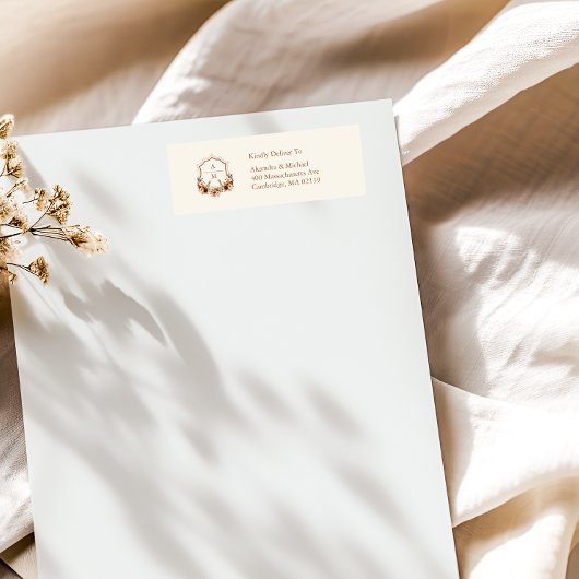 Bloemen Western Crest Monogram Bruiloft Etiket