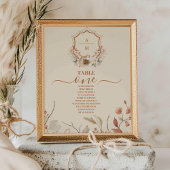 Bloemen Western Crest Monogram Bruiloft Kaart