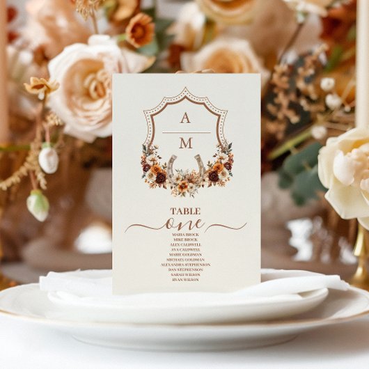 Bloemen Western Crest Monogram Bruiloft Kaart