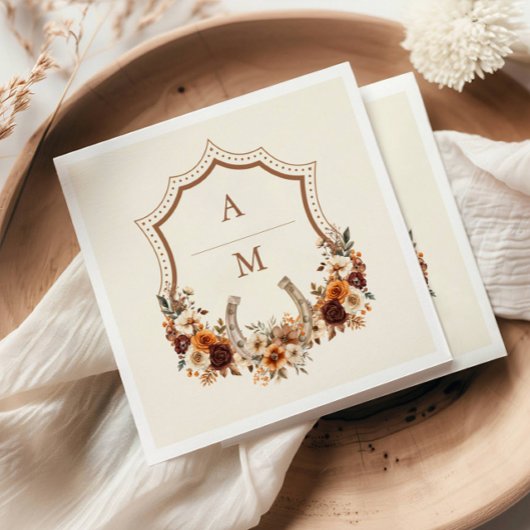 Bloemen Western Crest Monogram Bruiloft Servet