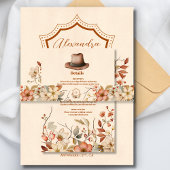 Bloemen Western Crest Monogram Bruiloft Uitnodigingen Wikkel