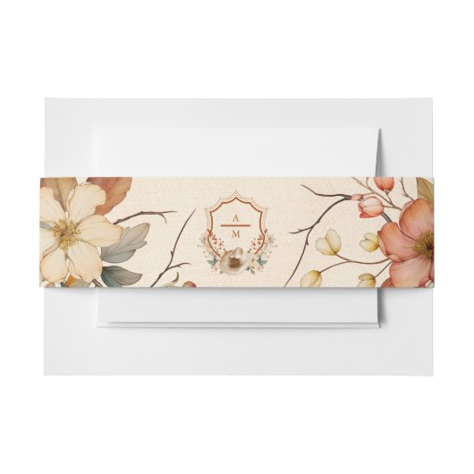 Bloemen Western Crest Monogram Bruiloft Uitnodigingen Wikkel (Voorkant Voorbeeld)