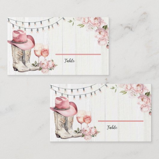 Bloemen Western laarzen en bubbels Plaatskaartje (Voorkant / Achterkant)