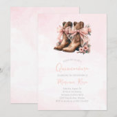Bloemen Western laarzen Quinceanera Verjaardag Kaart (Voorkant / Achterkant)