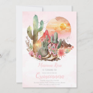 Bloemen Western laarzen Quinceanera Verjaardag Kaart