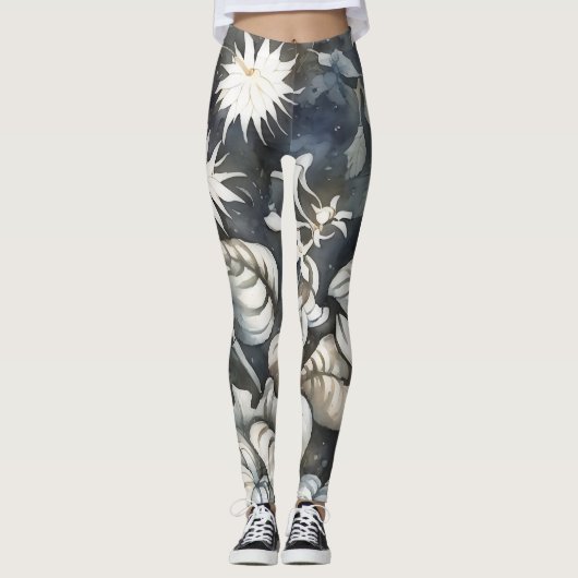  Bloemen Whimsical Art Grijze Leggings (Voorkant)