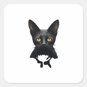 Bloemen Whimsigoth Gotische stijl Kat en klaprozen Vierkante Sticker