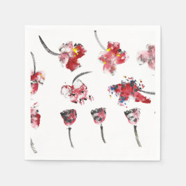 Bloemen Whispers -Abstracte Acryl Hibiscus & Roos Servet